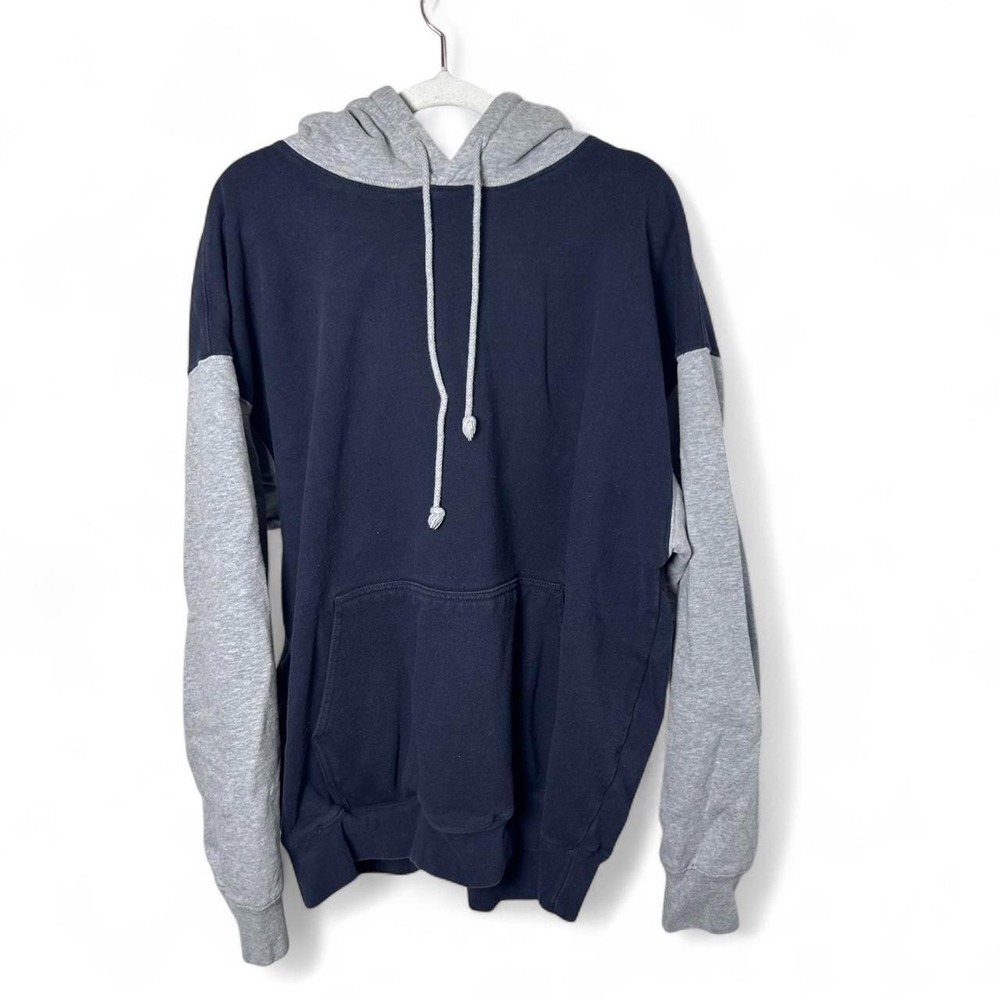 Brandy Melville navy blue and gray color block hoodie #brandymelville